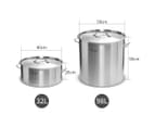 SOGA 32L Wide Stock Pot  and 98L Tall Top Grade Thick Stainless Steel Stockpot 18/10 5