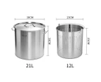 SOGA 21L 18/10 Stainless Steel Stockpot with Perforated Stock Pot Basket Pasta Strainer