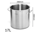 SOGA Stock Pot 17L Top Grade Thick Stainless Steel Stockpot 18/10 Without Lid