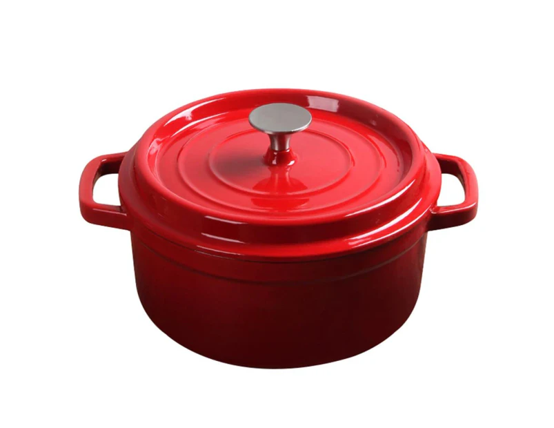 SOGA Cast Iron Enamel 24cm Porcelain Stewpot Casserole Stew Cooking Pot With Lid 3.6L Red