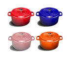 SOGA Cast Iron 26cm Enamel Porcelain Stewpot Casserole Stew Cooking Pot With Lid 5L Orange