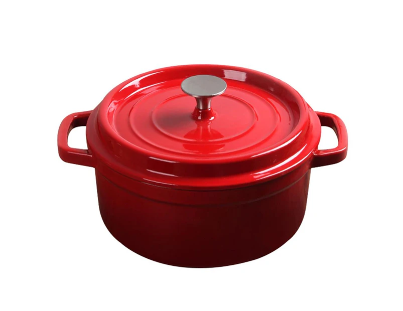 SOGA Cast Iron 22cm Enamel Porcelain Stewpot Casserole Stew Cooking Pot With Lid 2.7L Red