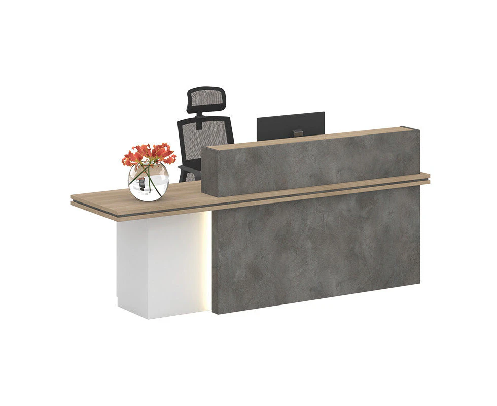 JARIN  Reception Desk 2.4M Left Panel - Carbon Grey & White Colour