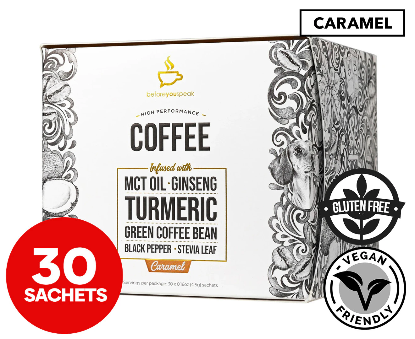 Before You Speak One High Performance Coffee Caramel 30 Sachets