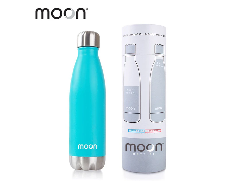 Moon Bottles 500ml Insulated Stainless Steel Water Bottle - Aqua Green