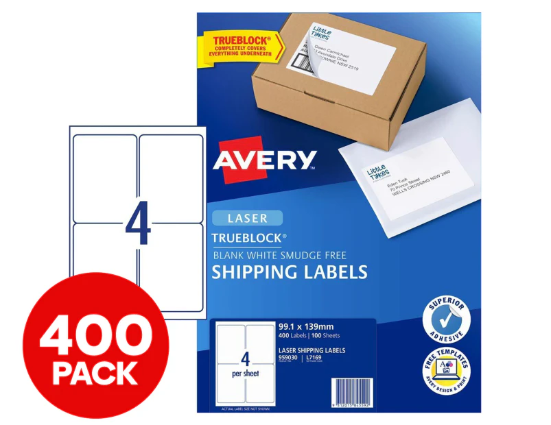 Avery 99.1x13.9mm Blank Shipping Labels 400-Pack