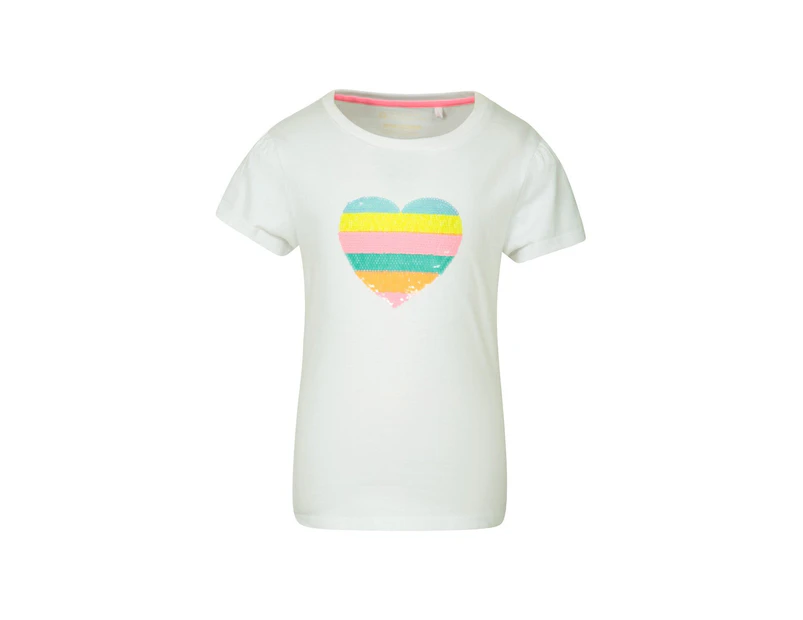 Mountain Warehouse Pride Star Sequin Kids Tee - Lightweight Childrens Tee Shirt - White