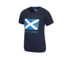 Mountain Warehouse Kids Scotland T-Shirt 100% Cotton Boys and Girls Hiking Tee - Navy