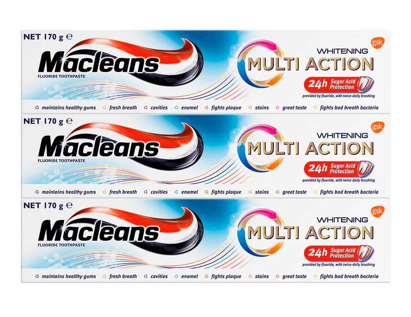 3 x Macleans Multi Action Whitening Toothpaste 170g