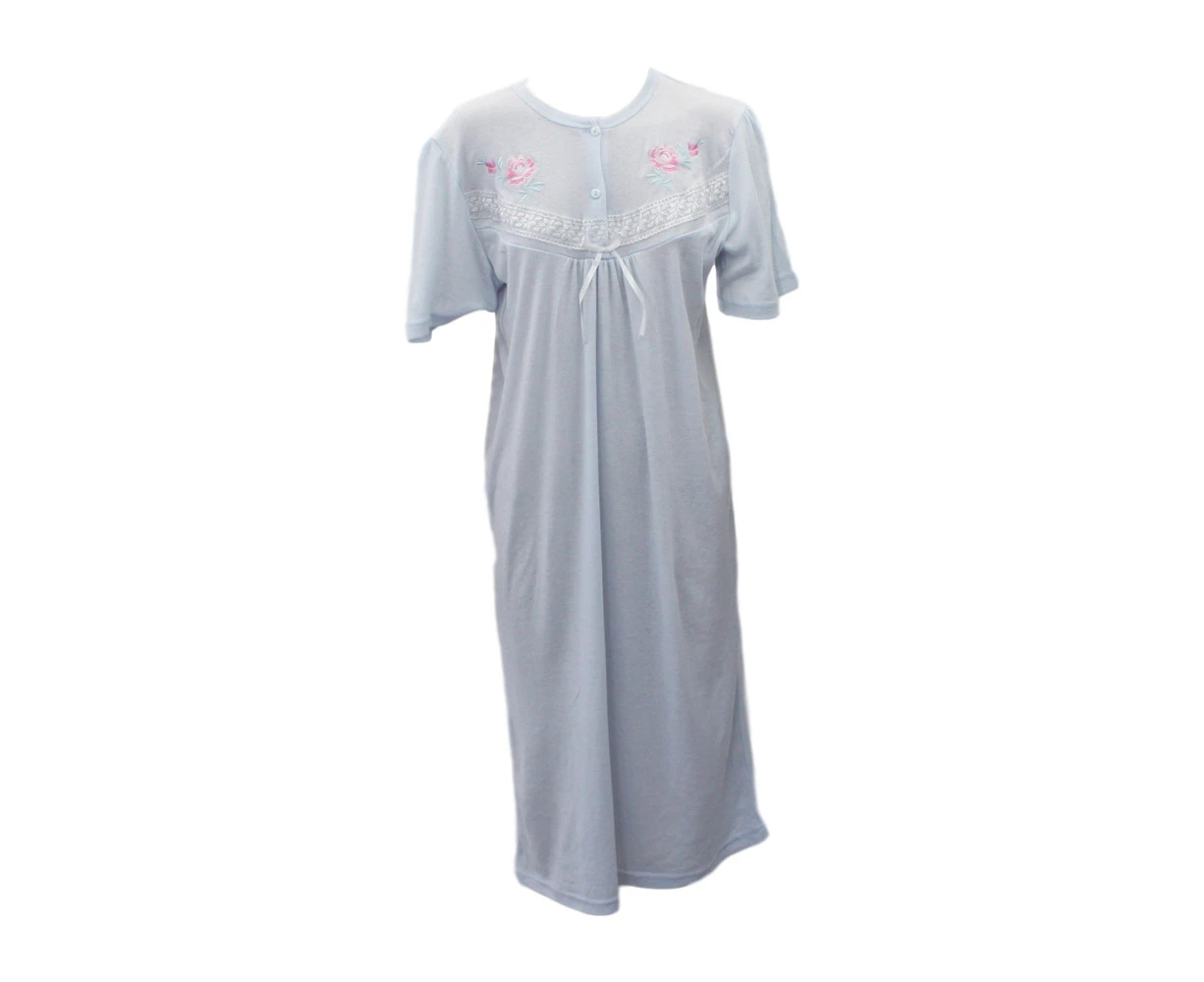 Women's Ladies 100% Cotton Nightie Night Gown Pajamas Pyjamas PJ Sleepwear