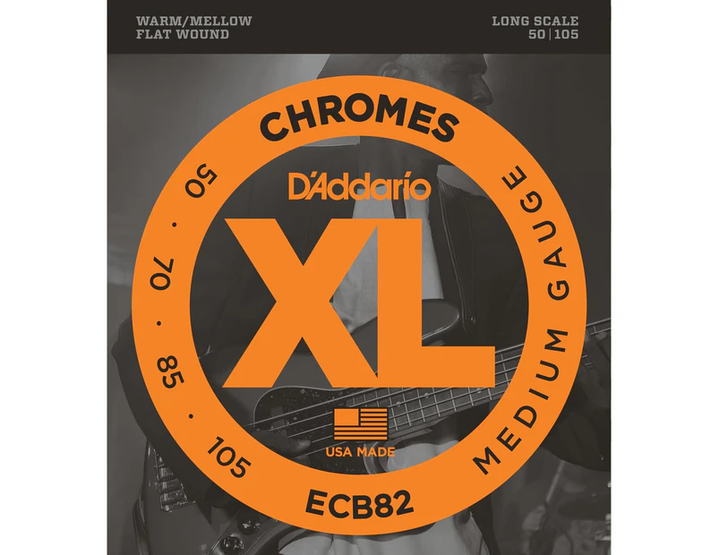 D'Addario ECB82 Chromes Bass Guitar Strings, Medium, 50-105, Long Scale