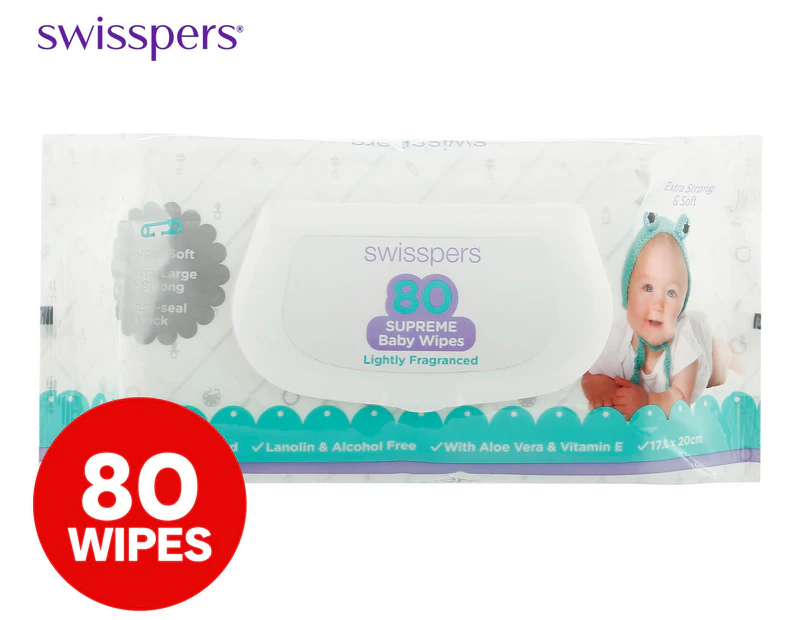 Swisspers Supreme Baby Wipes Lightly Fragranced 80pk