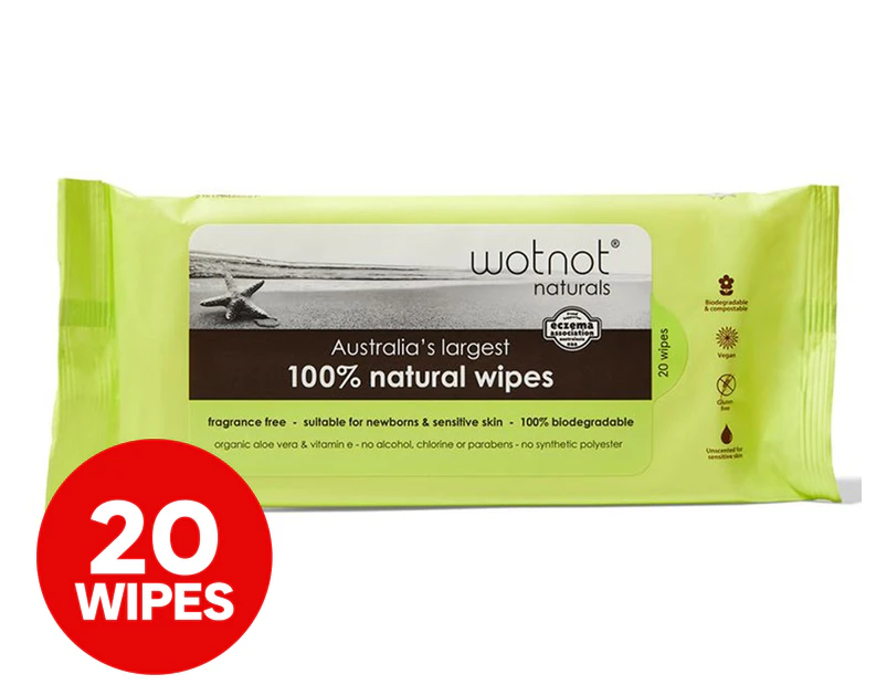 Wotnot Biodegradable Natural Baby Wipes 20pk