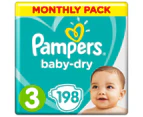 Pampers Baby-Dry Crawler Size 3 6-10kg Nappies 198-Pack