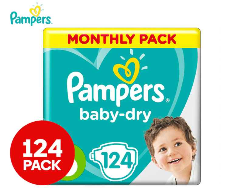 Pampers Baby-Dry Junior Size 6 13-18kg Nappies 124-Pack
