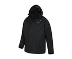 Mountain Warehouse Mens 3 in 1 Waterproof Coat Rain Jacket Fleece Inner - Black