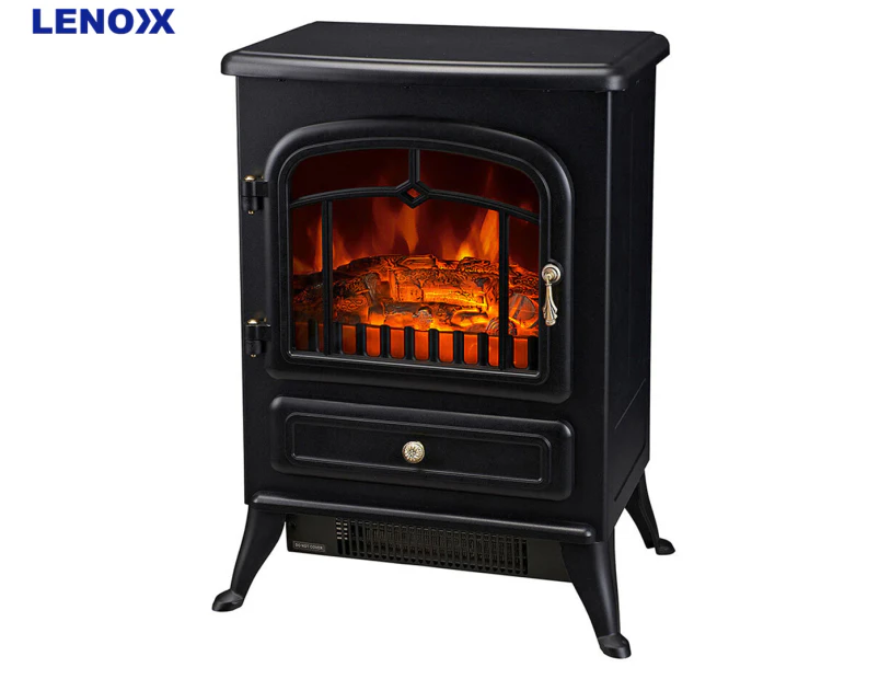 Lenoxx 1800W Electric Fireplace Heater w/ Real Flame Effect