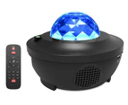 LED Galaxy Projector Ocean Wave LED Night Light Music Player Remote Star Rotating Night Light-Black