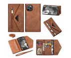 Vintage Wallet Bag for iPhone with Hang Ropefor  iPhone 12 Pro Max-Brown