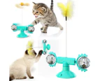 Windmill Cat Toy Kitty Kitten Turntable Interactive Toy Scratch Hair Brush - Green