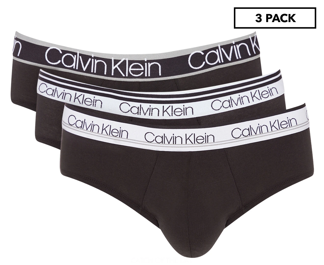 Calvin Klein Men's Cotton Stretch Hip Briefs 3-Pack - Black