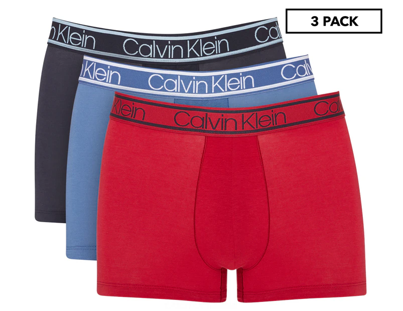 Calvin Klein Men's Bamboo Comfort Trunks 3-Pack - Navy/Blue/Red |  