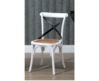 Set of 2 Wooden Crossback Chairs White with Metal Cross Commercial Grade