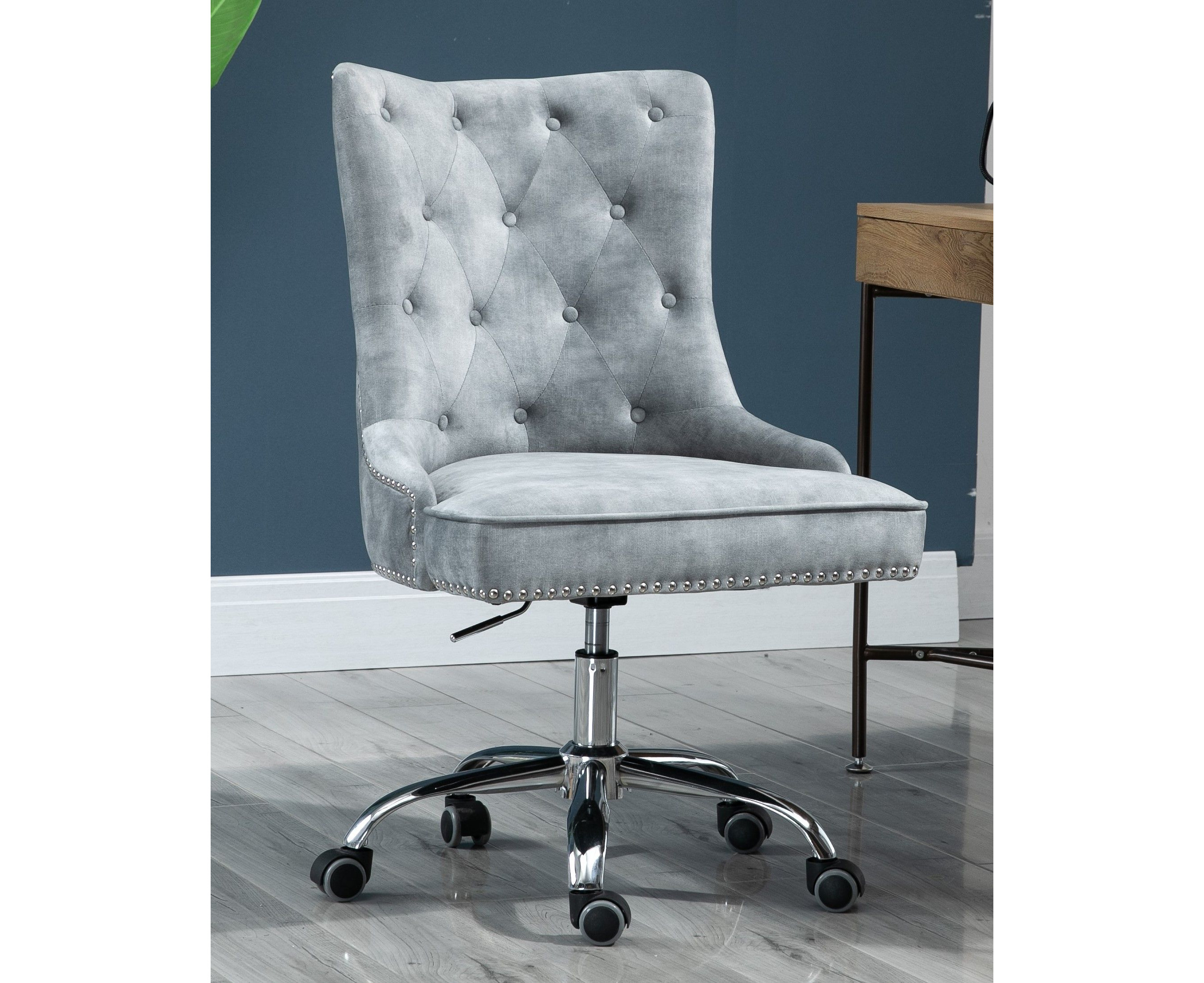 silver velvet office chair