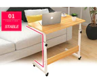 Laptop Table Stand Mobile Wooden Adjustable Height Desk Study Computer Bedside - Maple