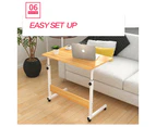 Laptop Table Stand Mobile Wooden Adjustable Height Desk Study Computer Bedside - Maple