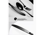 Cutlery Set Black 32 Pcs Stainless Steel Knife Fork Spoon Stylish Teaspoon Kitchen