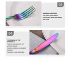 Cutlery Set Rainbow 16 pcs Stainless Steel Knife Fork Spoon Stylish Teaspoon Kitchen