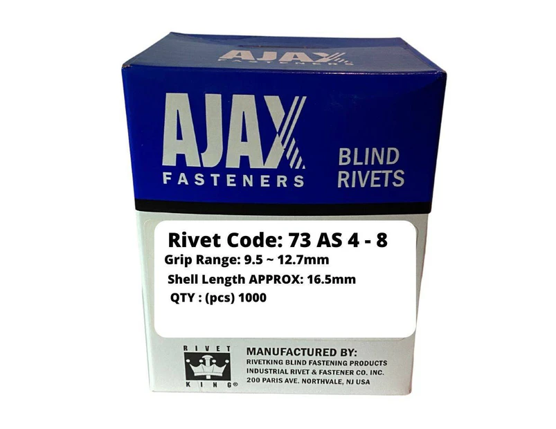 Ajax 73 AS 4-8 Dome Rivet - 3.2mm (1/8) 1000 pcs