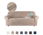 Water Repellent Sofa Covers Luxury Suede Couch Cover High Stretch Soft Slipcover Lounge Cover, 1/2/3/4 Seater, Sand Color