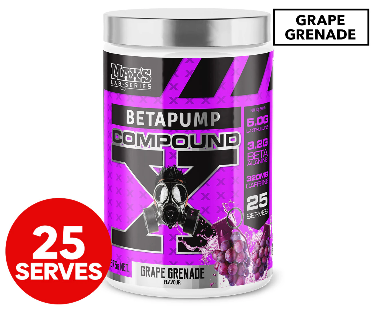 Max's Lab Series BetaPump Compound X Grape Grenade 375g / 25 Serves