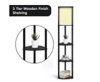 Sarantino Wood Etagere Floor Lamp in Tripod Shape 3 Wooden Shelves