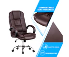 Advwin PU Upholstered Office Chair Ergonomic Executive Computer Chair with Adjustable High Back and Armrests Brown