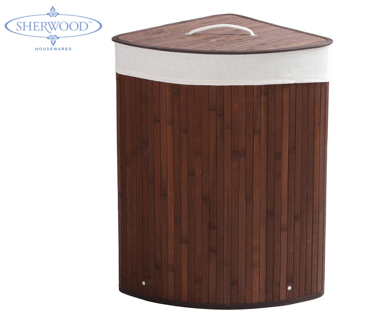 Sherwood Home Corner Folding Bamboo Laundry Hamper Brown 35x35x60cm