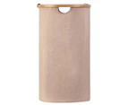 Sherwood Tall Round Linen & Bamboo Laundry Hamper w/ Cover - Rose Gold