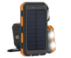 TODO 8000Mah Solar Power Bank Mobile Phone Usb Iphone Charger Led Torch - Black Orange