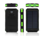 TODO 8000Mah Solar Power Bank Mobile Phone Usb Iphone Charger Led Torch - Black Green