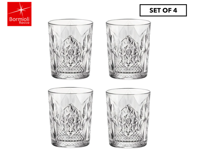 Set of 4 Bormioli Rocco 390mL Bartender Stone Double Old Fashioned Glasses