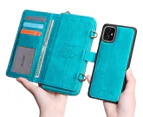 Magnetic Leather Detachable Wallet Case with Strap for iPhone 12/iPhone 12 Pro-Blue