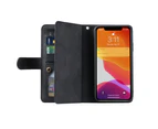 9 Cards PU Leather Zipper Flip Case Wallet Phone Case for iPhone 12/iPhone 12 Pro-Black