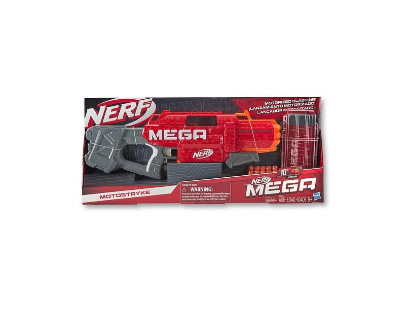 NERF Mega Motostryke Motorised 10 Dart Blaster - Red