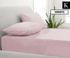 1000TC Cotton Blend King Bed Sheet Combo Set - Blush