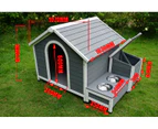 Large Dog House Kennel Pet Timber Wooden Stainless Steel Bowls Storage Box