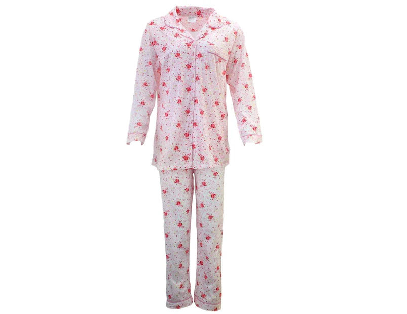 FIL Women's Ladies Longsleeve Cotton Pajamas Pyjamas PJ Set Sleepwear - Pink