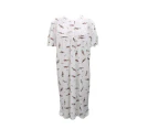 FIL Women's Ladies' Cotton Nightie Night Gown Pajamas Pyjamas PJ Sleepwear [Design: Flowers (Purple)]