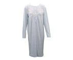 FIL Women's Cotton Long Sleeve Nightie Night Gown Winter Pajamas Pyjamas Sleepwear - Blue
